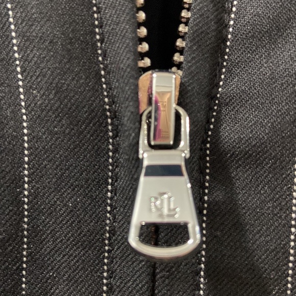 Lauren Ralph Lauren black with white pinstripes bomber EUC women's 14 🔥 wool - Picture 2 of 9